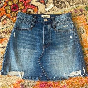 Madewell rigid denim mini skirt deconstructed